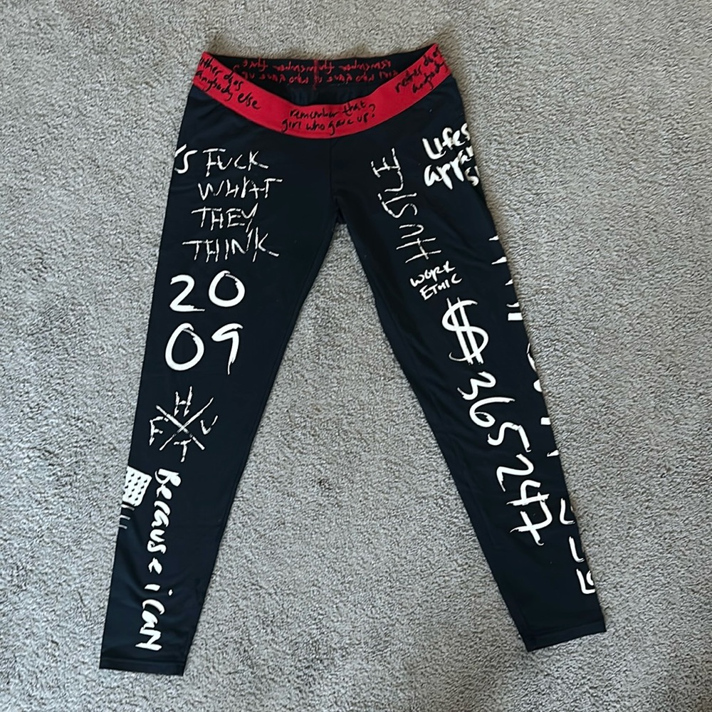 HTFU Black Red Analog Leggings large